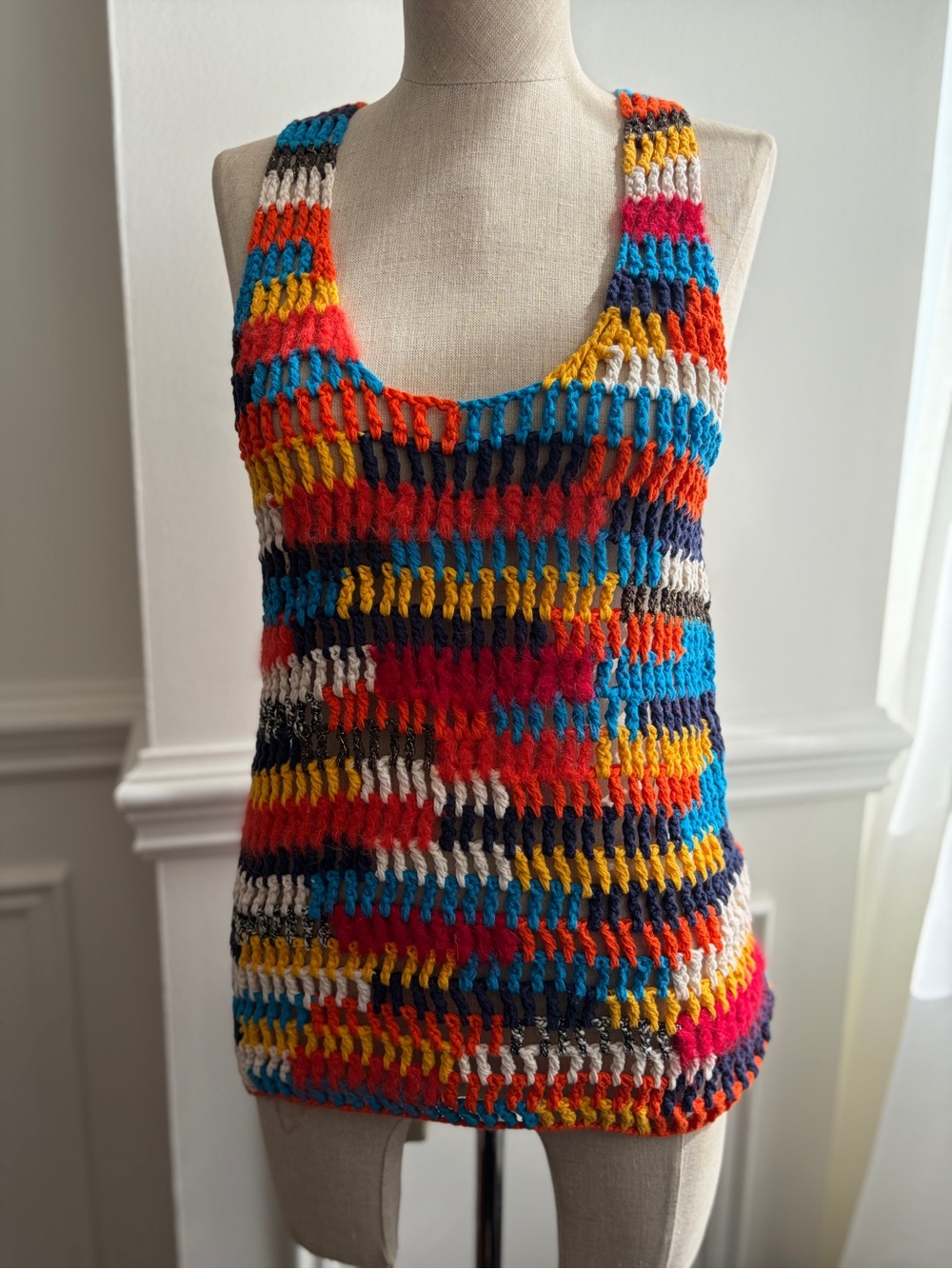 Monse Multicolor Crochet Knit Tank Top